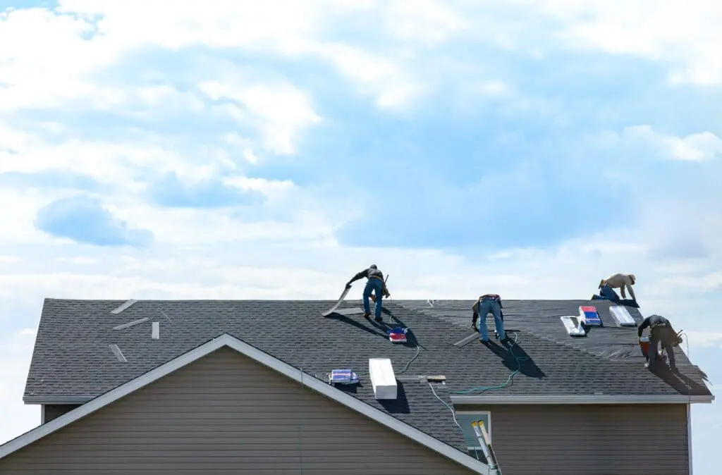 GAF timberline shingles being installed