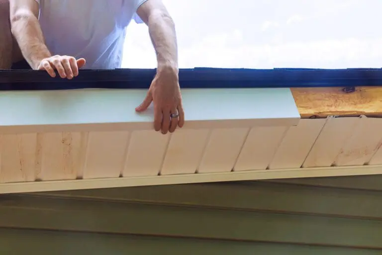 At exterior wooden corner frame of installing aluminum composite panels fascia trim to protect against wood a damage